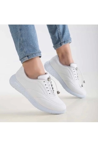 Kadın Hakiki Deri Günlük Sneaker Ayakkabı Beyaz