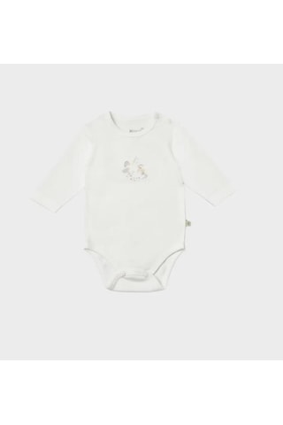 Bibaby Organik Body Uzun Kol Penguin Club Ekru - Gri-11651 Ekru