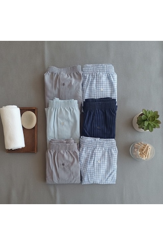 Bonbon Erkek 6'lı Paket Karışık Renk Dokuma Kumaş Boxer 002-0014 0071-no:005 Bb2651 Çok Renkli