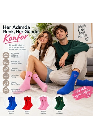 Çorap Giyim Kadın Çorap Meyve Nakışlı Renkli 8'li Set Üzüm Kiraz Karpuz Avokado Desenli Günlük Uzun Soket Çorabı Çok Renkli