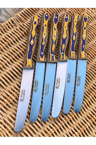 Steak Et Bıçak Seti Sarı - Lacivert