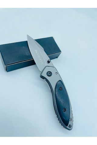 Sibirya Marka Siyah Ahşap Kasa Metal Kamp Bıçak //15cm-s15 Gri - Siyah