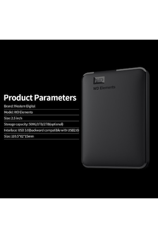 Wd Elements 2.5 İnç Mobil Hdd 500g Usb 3.0 Yüksek Hızlı Mobil Sabit Disk Taşınabilir Darbeye Dayanıklı Harici Sabit Disk Wdbuzg5000abk
