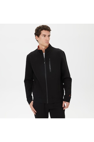 Nautica Nautıca Erkek Siyah Standart Fıt Dik Yakalı Uzun Kollu Sweatshırt Düz K37221t Siyah