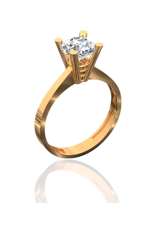 MaGold Tek Taş Yüsek Montür Şık 14 Ayar Altın Yüzük Altın