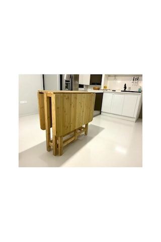 Katlanır Kanatlı Masa Yemek Masası Çalışma Masası Mutfak Masası Bambu Naturel