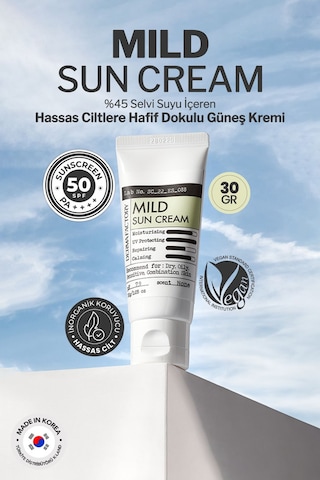 Derma Factory Hassas Ciltler İçin Hafif Dokulu Vegan Güneş Kremi Derma Factory Mild Sun Cream SPF 50+ PA++++ 30ml