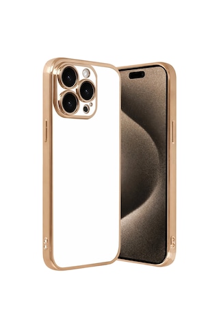 Newface - 884 - Apple iPhone Uyumlu 15 Pro Max Razer Lensli Silikon - Csmo-tex - - Gold