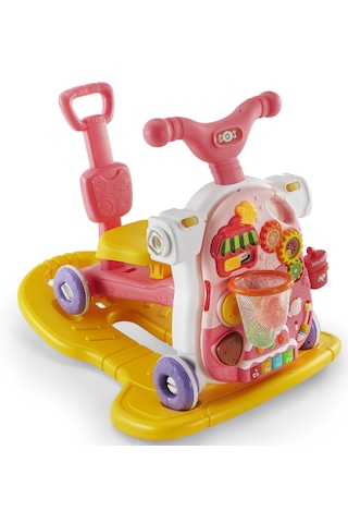 Baby2go 5 İn 1 Multifunction Walker Pembe - Eğitici Bebek Aktivite Masası Ve İlk Adım Yürüteç