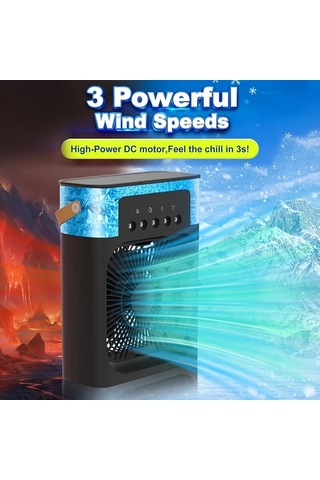 Honeybeeshop Beyaz 5 Hızlı Cok Fonksiyonlu Ses Dalgası Teknolojili Sessiz Usb C Taşınabilir Fan Dijital Saat Uzaktan Kumandalı Minimalist Tasarım