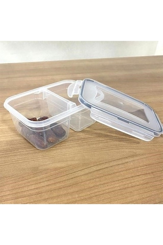 2 Bölmeli 0,45+0,45 Litre Kilitli Kapaklı Erzak Saklama Kabı Lc-524 Şeffaf