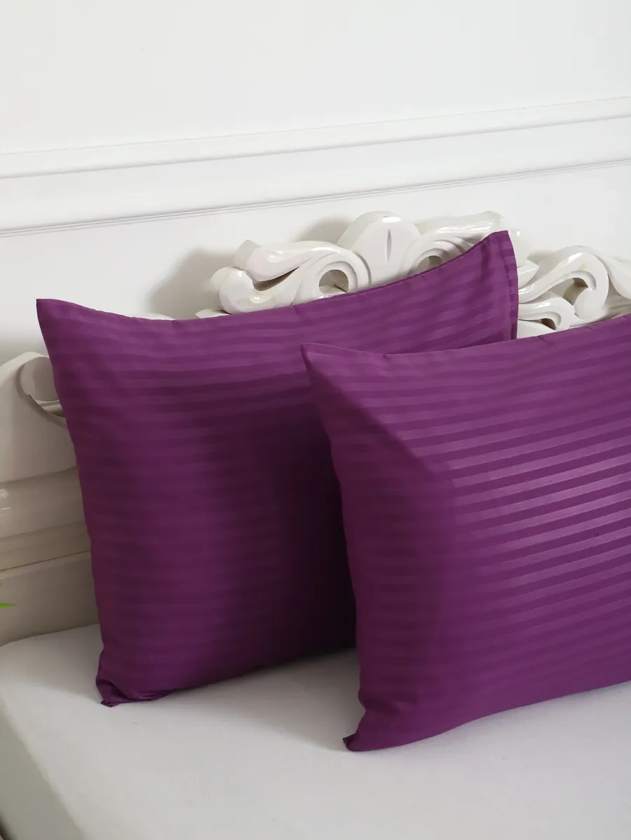 Inteteks Yastık Kılıfları 50x70 2 Adet Poli Saten Çizgili Fermuarlı 250131549 Violet