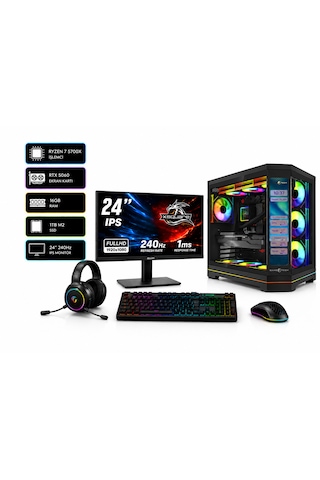 Ramtech Bilgisayar N11F-01 R7-5700X 16 GB 1 TB M2 SSD RTX5060 23.8" Free Dos Masaüstü Oyuncu Bilgisayarı