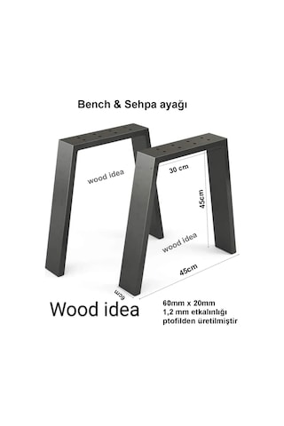 Wood İdea 45 Cm Metal Bench-bank-sehpa-orta Sehpa Ayağı 2 Adet Ay