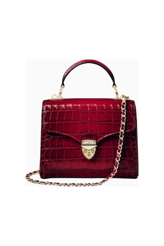 Aspinal Of London Midi Mayfair Kırmızı Ombré Croc Deri Top Sap Çanta Omuz Çantası Koyu Kırmızı