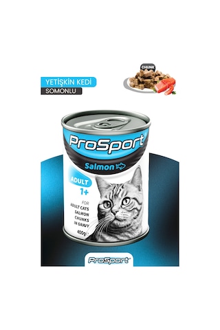 Prosport Chunk Somonlu 12'li Yetişkin Kedi Konserve Yaş Mama 400 Gr 12