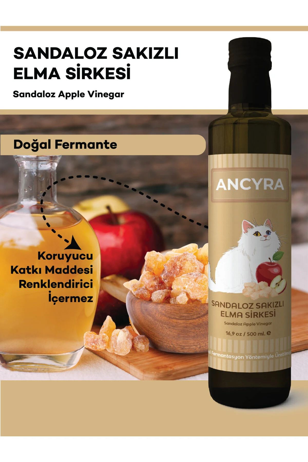 Sandaloz Sakızlı Elma Sirkesi Doğal Fermante Sandaloz Elma Sirkesi 500 Ml