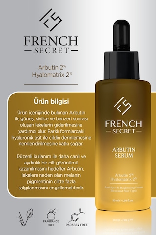 French Secret Arbutin Leke Karşıtı Cilt Tonu Eşitleyici Aydınlatıcı Bakım Serum 30 ML