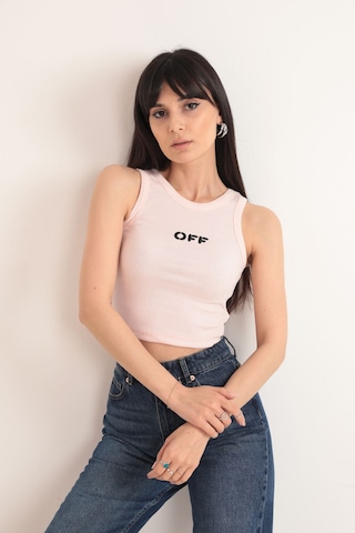 Duygudan Off Nakış Detaylı Fitilli Crop Bluz Pudra - Pembe Çok Renkli