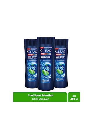 Men Kepeğe Karşı Etkili Şampuan Cool Sport Menthol Ferahlatıcı Mentol Etkisi 350 Ml X 3 Adet