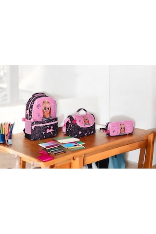 Okul Çantası Seti Siyah-pembe