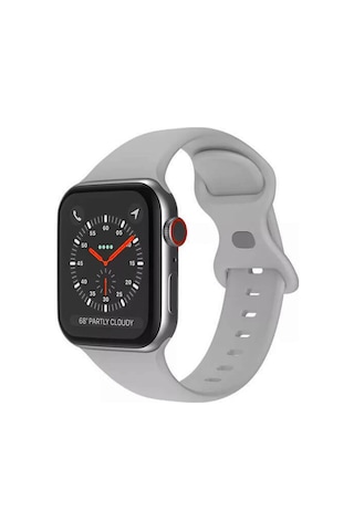 Wozlo Apple Uyumlu iOS Watch 1, 2, 3, 4, 5, 6, 7, 8, Se Silikon Kordon Kayış - S-m Beden 38/40/41mm - Gri