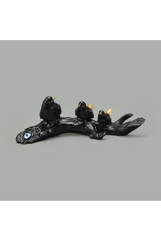 Evidea Deco Birds Dekor - Siyah / Gold - 8x24 Cm Siyah / Altın