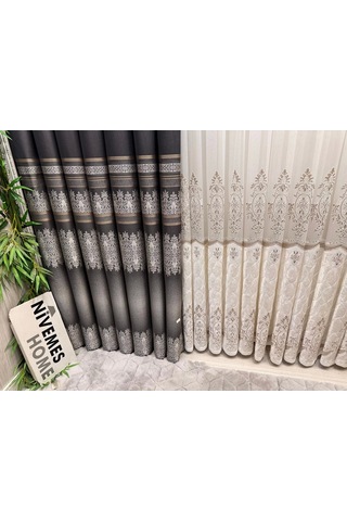 Nivemeshome Ft632255 V-2545 Antakya Antrasit 1/3 Sık Pileli Fon Perde Apm Antrasit