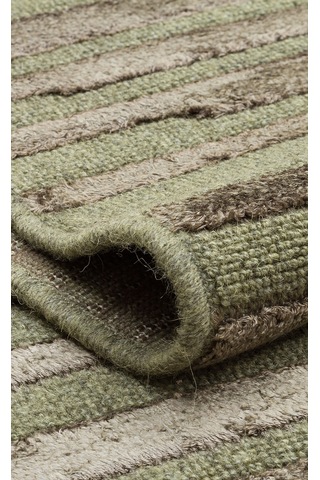 Green Dyed Yüksek Alçak Dokulu Naturel Yün Ve Vıskon Modern Doku