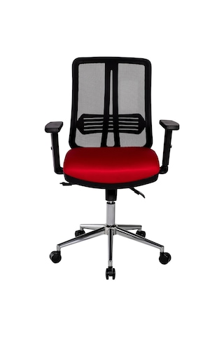 Ofisbazaar Up Fileli Çalışma Koltuğu Ergonomik Şef Ve Toplantı Koltuğu Siyah Fileli / Kırmızı Kırmızı