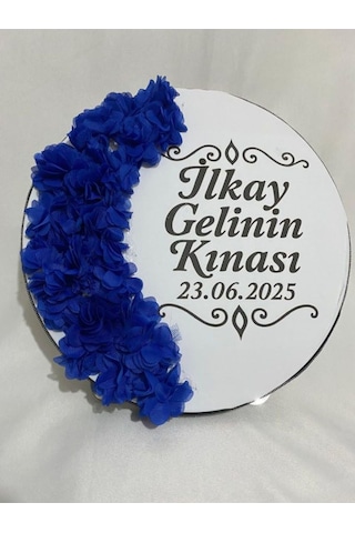 Gelin Tefi 30cm, İsim Ve Tarih Yazılı Yarım Ay Şeklinde Tasarlanmış Düğün Kına Tefi Saks Gelin Tefi 30cm, İsim Ve Tarih Yazılı Yarım Ay Şeklinde Tasarlanmış Düğün Kına Tefi Saks