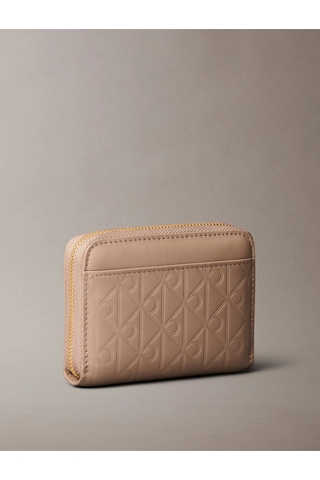 Calvin Klein Emblem Aop Embossed Zıp Around Kadın Bej Cüzdan-12240 Bej