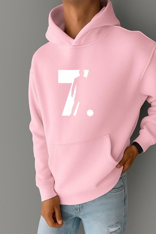 Benroma 3 İplik Penye Cr7 Baskılı Sweatshırt Pembe