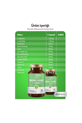 Nondo Advanced Dong Quai With Maca + Vitex Agnus Castus 35 Kapsül