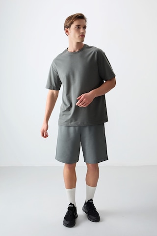 Air Jones Tommy Life Haki Pamuklu Kalın Yumuşak Dokulu Oversize Fit Basic Erkek T-shirt - 88377 Haki