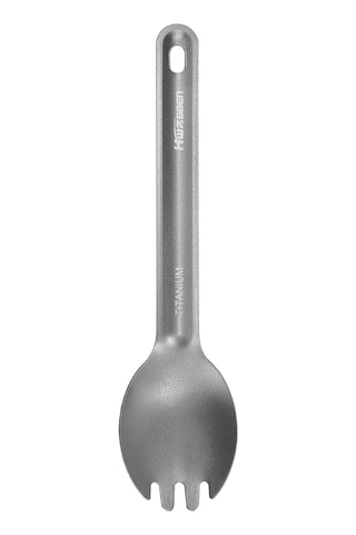 Leezsing Kamp Ve Doğa Yemeği İçin Titan Spork - 16cm Uzunluk, 12g Hafif, Çatal-kaşık Kombinasyonu Gri