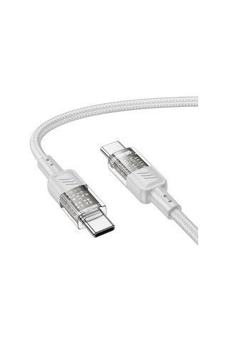 Hoco U129 Transparan Type-c To Type-c 60w Data Ve Şarj Kablosu 1.2m