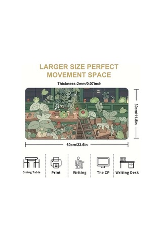 Sevimli Kurbağa Yeşil Mouse Pad, Kaymaz Kauçuk Tabanlı Masa Matı Çeşitli Boyutlarda 300 X 600 X 2 Mm