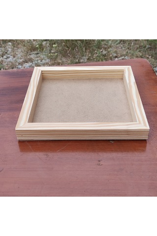 20x20cm Ham Ahşap Çerçeveli Pano Camsız - Arkalık Sabit