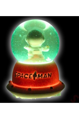 Uçuşan Yıldızlı,7,5cm X 4,5cm Led Işıklı Astronot Küre - Pembe