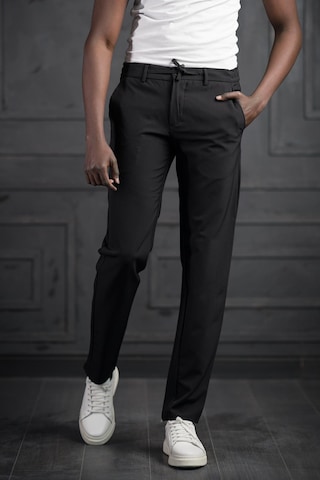 Perpant Beli Lastikli Ve İplikli Likralı Slimfit Yazlık Kumaş Jogger Pantolon Siyah