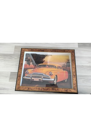 Sarı Araba Nostaljik 35 X 50 Rölyef Tablo