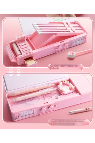 Ikkb Yeni Öğrenci Çok Fonksiyonlu Şifre Kilidi Çift Katmanlı Büyük Kapasiteli Organ Erkekler Ve Kızlar İçin Evrensel Kalem Kutusu Mor