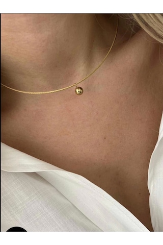 Çelik Ucu Topcuklu Tel Choker Kolye Çok Renkli