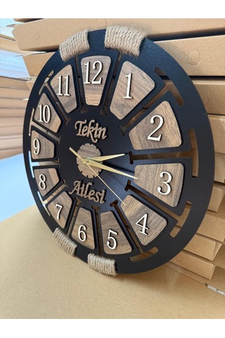 Kişiye Özel Ahşap Dekoratif Halatlı Duvar Saati ÇOk Renkli