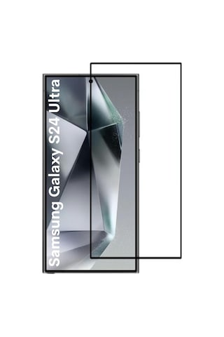 Samsung Galaxy S24 Ultra Uyumlu Tam Kaplayan Premium Ekran Koruyucu Cam Anti-static Özellikli Siyah Çerçeveli