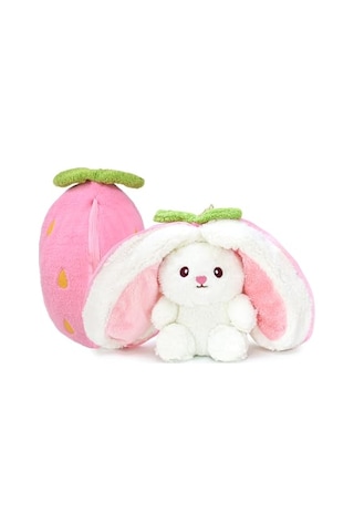 Özgüner Oyuncak Pelüş Çilek Tavşan,fermuarlı Meyve Çantasında Nakışlı,40 Cm,pembe, Kırmızı, Karpuz, Anana Genel
