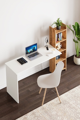 Kitaplıklı Fonksiyonel Çalışma Masası Beyaz - Atlantik Çam Atlantik Çam - Beyaz