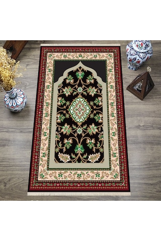 Dijital Baskılı, Yıkanabilir, Yumuşak Dokulu Çocuk Ve Yetişkin Seccade S-dot-s-030 Siyah