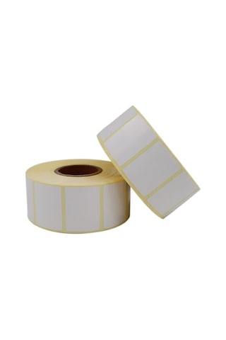 40mm X 30mm Kuşe Etiket Rulo, 1500 Adet X 2 Rulo, Baskısız Barkod Yazıcı Etiketi 10